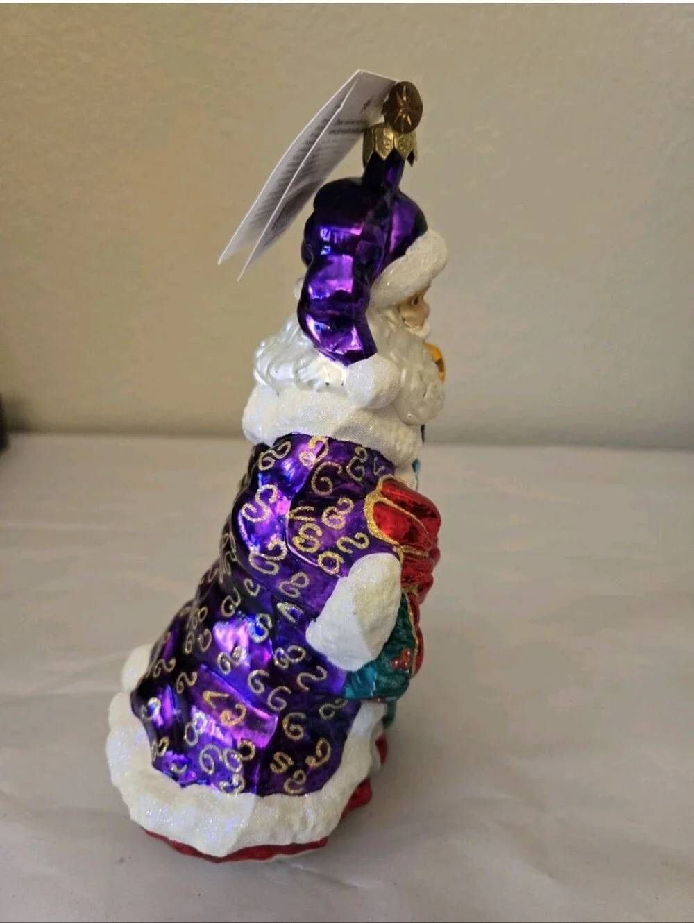 Vintage Christopher Radko Yorkshire Nicholas Ornament 8.5 Tall Purple Robe Santa